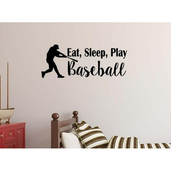 Eat Sleep Play Baseball 23 x 9 Vinyl Wall Quote Decal Baseball Sticker Sports Team Decal Art Decor Motivational Inspirational Ruth Inspired Lettering