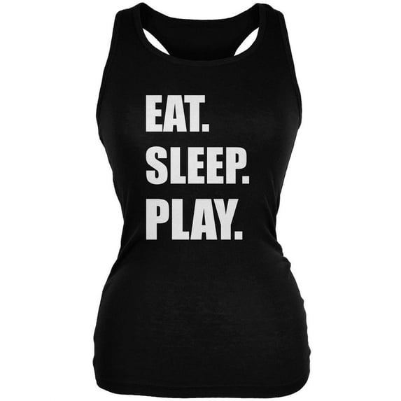 Eat Sleep Play Black Juniors Soft Tank Top - Large