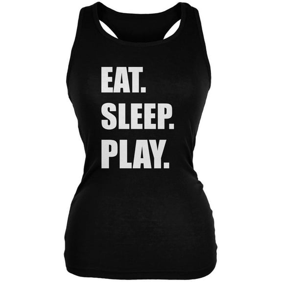 Eat Sleep Play Black Juniors Soft Tank Top - X-Large