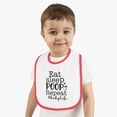 thumbnail image 1 of Eat Sleep Poop Baby Contrast Trim Jersey Bib, 1 of 3