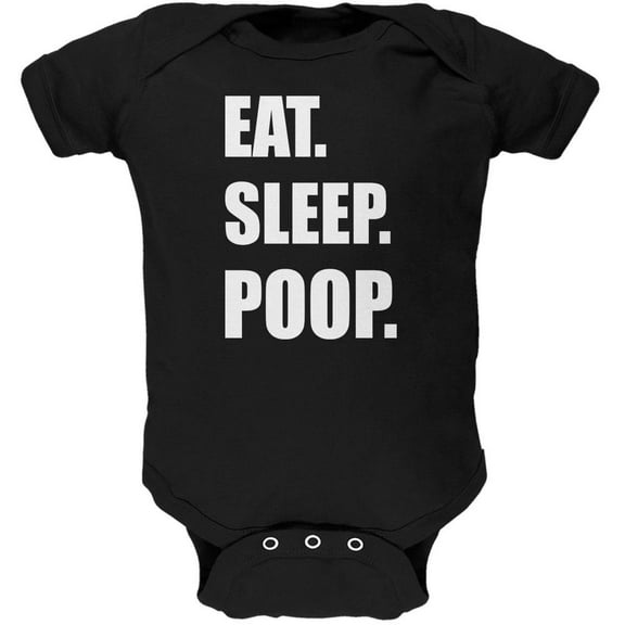 Eat Sleep Poop Black Soft Baby One Piece - 18-24 months