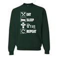 thumbnail image 1 of Eat Sleep Pray Repeat for Christians Faith | Mens Inspirational/Christian Crewneck Graphic Sweatshirt, Forest Green, Small, 1 of 3
