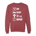 thumbnail image 1 of Eat Sleep Pray Repeat for Christians Faith | Mens Inspirational/Christian Crewneck Graphic Sweatshirt, Vintage Heather Red, Large, 1 of 3