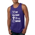 thumbnail image 1 of Eat Sleep Pray Repeat for Christians Faith | Mens Inspirational/Christian Graphic Tank Top, Purple, 2XL, 1 of 3