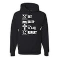thumbnail image 1 of Eat Sleep Pray Repeat for Christians Faith | Mens Inspirational/Christian Hooded Sweatshirt Graphic Hoodie, Black, Large, 1 of 3