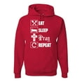 thumbnail image 1 of Eat Sleep Pray Repeat for Christians Faith | Mens Inspirational/Christian Hooded Sweatshirt Graphic Hoodie, Red, 2XL, 1 of 3