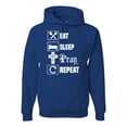 thumbnail image 1 of Eat Sleep Pray Repeat for Christians Faith | Mens Inspirational/Christian Hooded Sweatshirt Graphic Hoodie, Royal, 2XL, 1 of 3