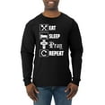 thumbnail image 1 of Eat Sleep Pray Repeat for Christians Faith | Mens Inspirational/Christian Long Sleeve T-Shirt, Black, Small, 1 of 3