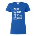 thumbnail image 1 of Eat Sleep Pray Repeat for Christians Faith | Womens Inspirational/Christian Graphic T-Shirt, Royal, X-Large, 1 of 3