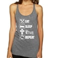 thumbnail image 1 of Eat Sleep Pray Repeat for Christians Faith | Womens Inspirational/Christian Premium Tri-Blend Racerback Tank Top, Premium Heather, Medium, 1 of 3