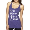 thumbnail image 1 of Eat Sleep Pray Repeat for Christians Faith | Womens Inspirational/Christian Premium Tri-Blend Racerback Tank Top, Purple Rush, Medium, 1 of 3