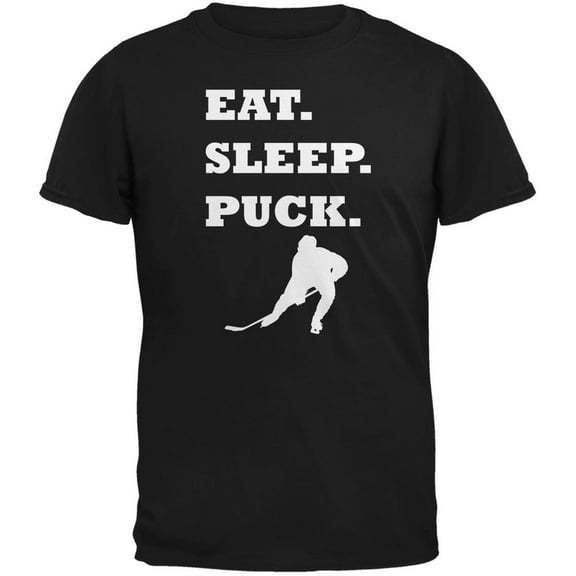 Eat Sleep Puck Black Adult T-Shirt - X-Large