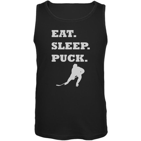 Eat Sleep Puck Black Adult Tank Top - Large