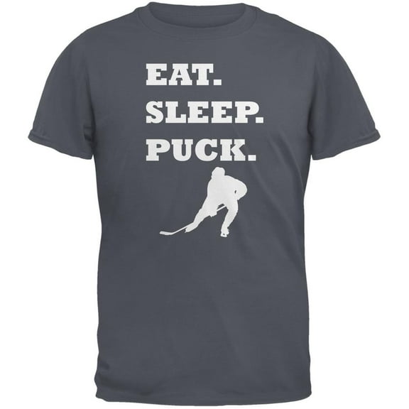 Eat Sleep Puck Charcoal Grey Adult T-Shirt - 2X-Large