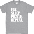 thumbnail image 1 of Eat Sleep Puzzle Repeat T-Shirt Funny Jigsaw Hobby Humor Gift Text Tee - Heather Grey, S, 1 of 1