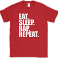 thumbnail image 1 of Eat Sleep Rap Repeat T-Shirt Funny Hobby Music DJ Rapper Humor Gift Tee - Red, M, 1 of 1