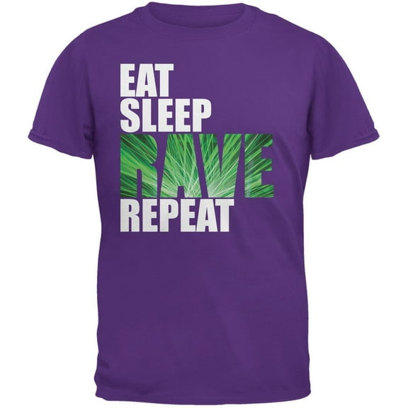 Eat Sleep Rave Repeat Purple Adult T-Shirt - X-Large