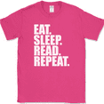 thumbnail image 1 of Eat Sleep Read Repeat T-Shirt Funny Books Reading Hobby Humor Gift Tee - Pink, M, 1 of 1