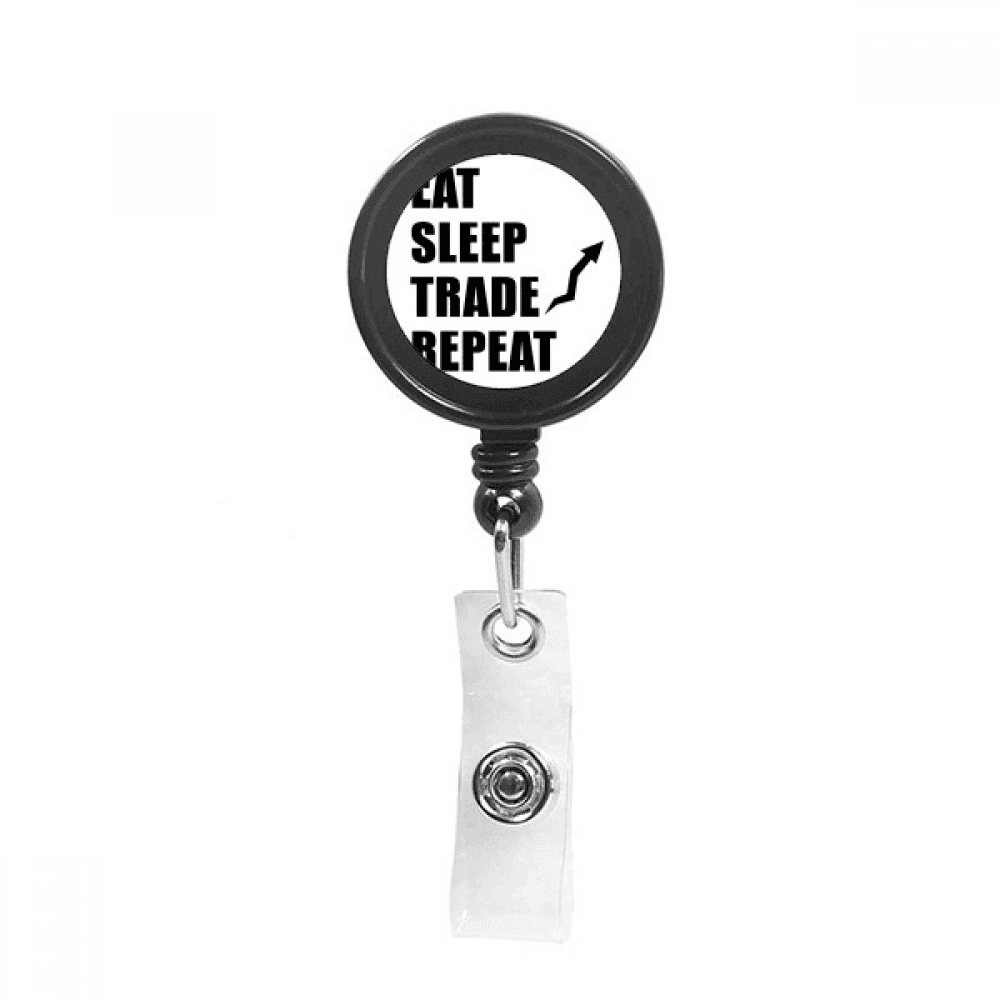 Eat Sleep Repeat Art Deco  Fashion Retractable Keychain Badge Holder ID Badge