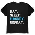 thumbnail image 1 of Eat Sleep Repeat Distressed Hockey Youth T Shirt Black Youth X-SM, 1 of 1