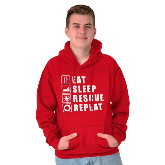 Eat Sleep Rescue Repeat Firefighter Unisex Plus Size Hoodie Brisco Brands 2X