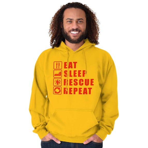 Eat Sleep Rescue Repeat Firefighter Hoodie Sweatshirt Women Men Brisco Brands 3X