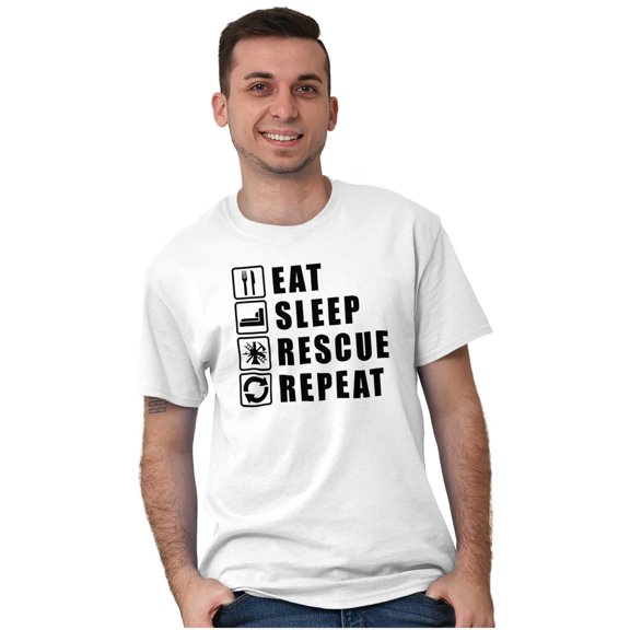 Eat Sleep Rescue Repeat Firefighter Men's Graphic T Shirt Tees Brisco Brands M