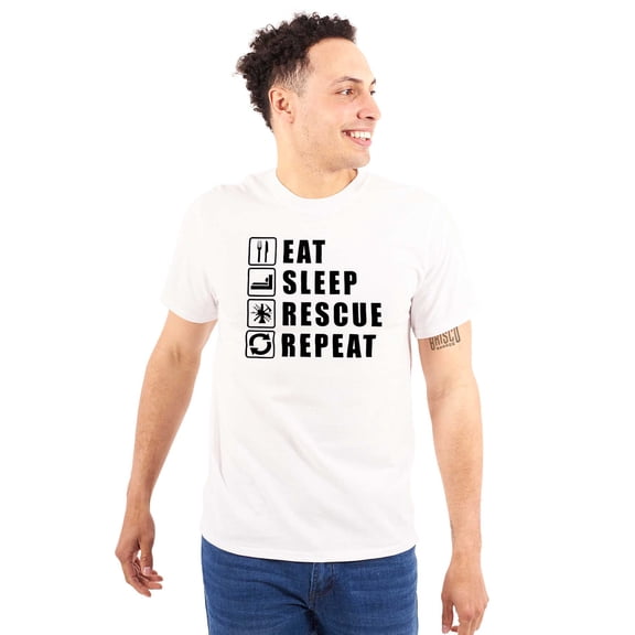Eat Sleep Rescue Repeat Firefighter Plus Size Crewneck Graphic Tee Shirt Brisco Brands 2X