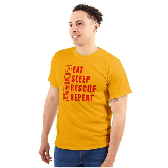 Eat Sleep Rescue Repeat Firefighter Plus Size Crewneck Graphic Tee Shirt Brisco Brands 3X