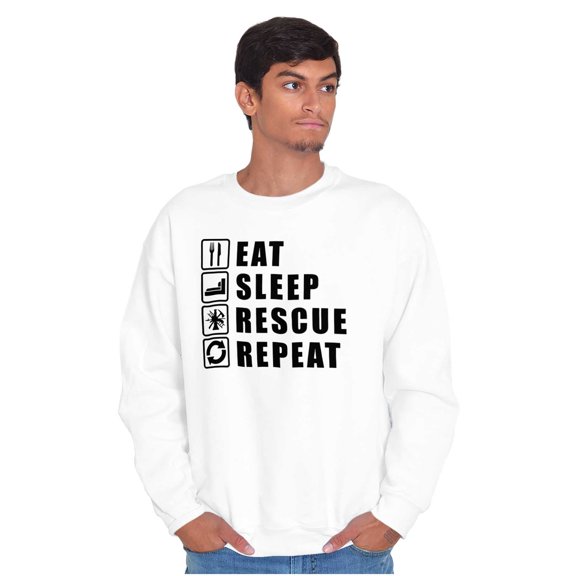 Eat Sleep Rescue Repeat Firefighter Sweatshirt for Men or Women Brisco Brands S