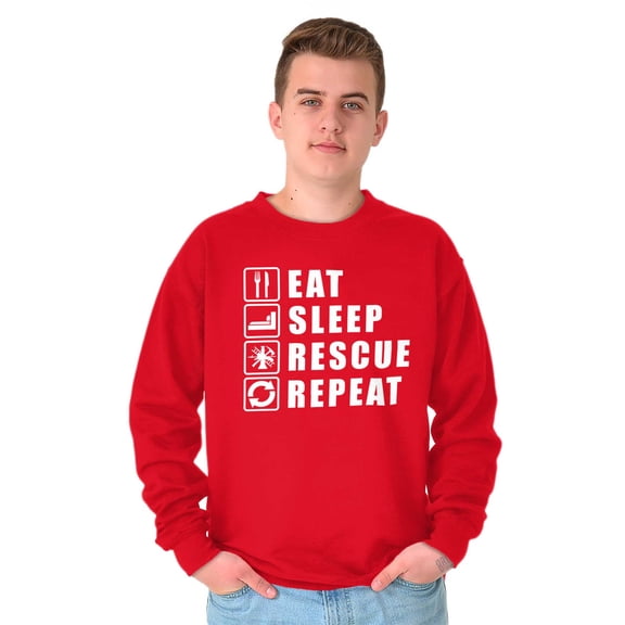 Eat Sleep Rescue Repeat Firefighter Sweatshirt for Men or Women Brisco Brands S