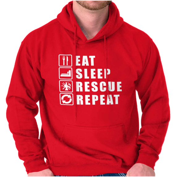 Eat Sleep Rescue Repeat Firefighter Unisex Plus Fleece Graphic Hoodie Brisco Brands 2X