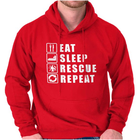 Eat Sleep Rescue Repeat Firefighter Unisex Plus Fleece Graphic Hoodie Brisco Brands 3X