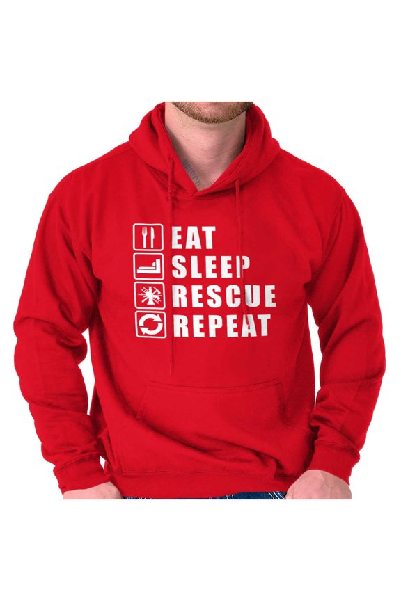 Eat Sleep Rescue Repeat Firefighter Unisex Plus Fleece Graphic Hoodie Brisco Brands 3X