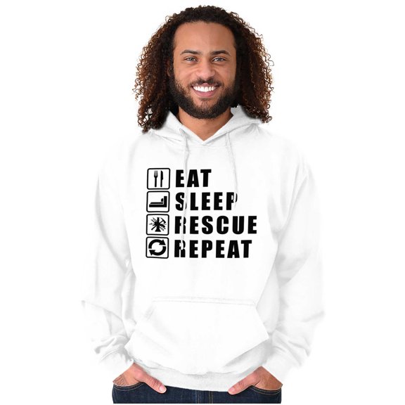Eat Sleep Rescue Repeat Firefighter Unisex Plus Fleece Graphic Hoodie Brisco Brands 3X