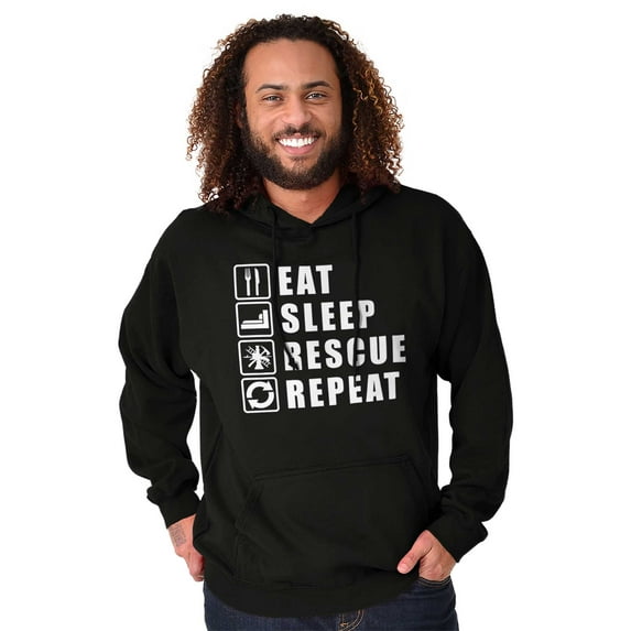 Eat Sleep Rescue Repeat Firefighter Unisex Plus Fleece Graphic Hoodie Brisco Brands 3X