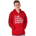 thumbnail image 1 of Eat Sleep Rescue Repeat Firefighter Zip Up Hoodie Men's Women's Brisco Brands L, 1 of 6