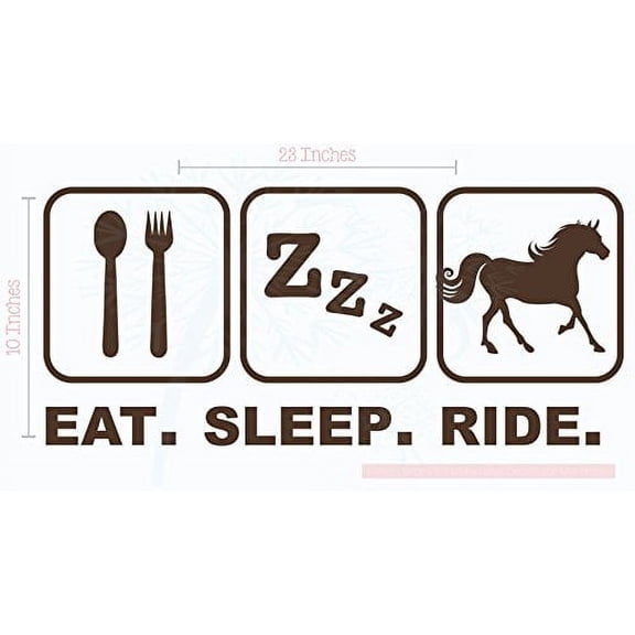 Eat Sleep Ride Cowboy Cowgirl Vinyl Decals Western Wall Stickers 23x10 Chocolate Brown Option 2