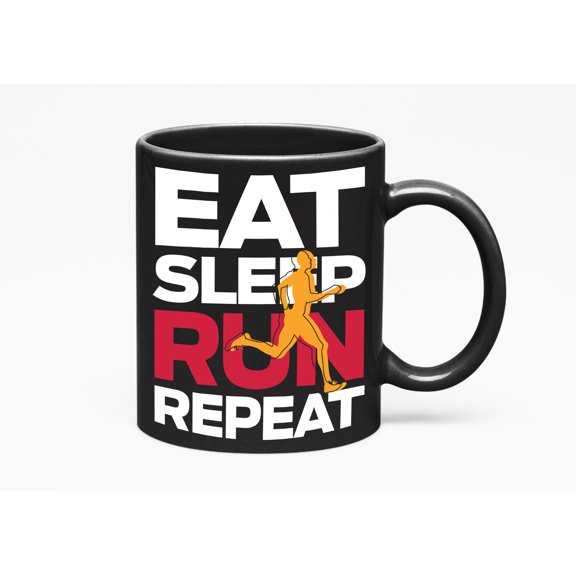 Eat Sleep Run Repeat, a Runner, Black 11oz Ceramic Mug