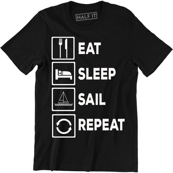 Eat Sleep Sail Repeat Funny Sailing Boat Yacht Catamaran Wingsail MEn T-Shirt