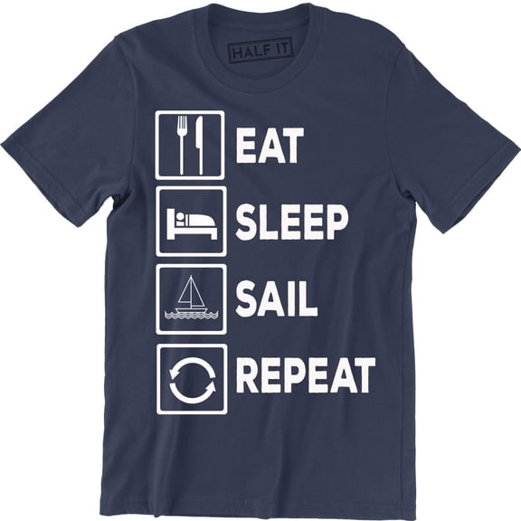 Eat Sleep Sail Repeat Funny Sailing Boat Yacht Catamaran Wingsail MEn T-Shirt