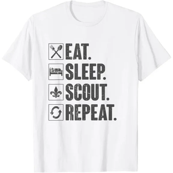 Eat Sleep Scout Repeat T-Shirt â€“ Funny Vintage Scouting Lover Tee Gift