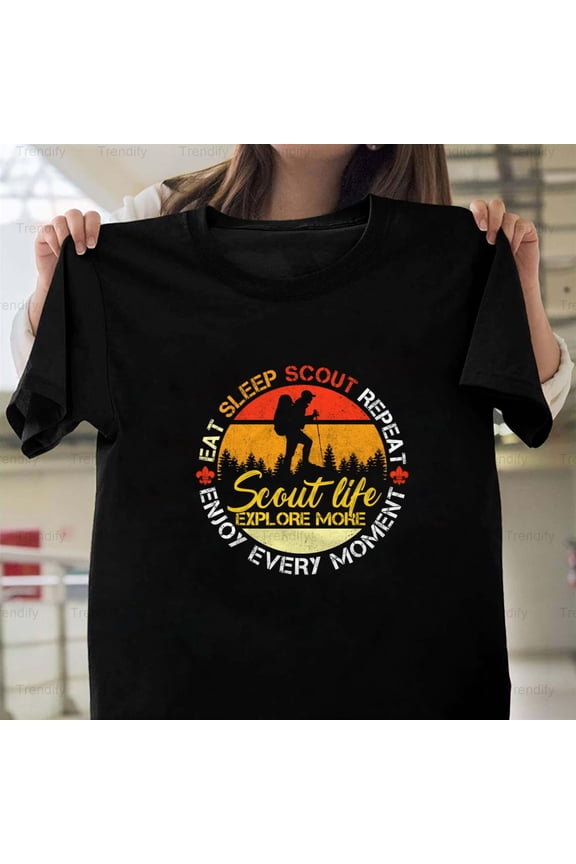 Eat Sleep Scout Repeat Vintage Scouting Scout Life Funny H12873 Unisex T-Shirt, Up to 5XL Available