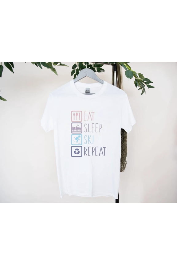 Eat Sleep Ski Repeat T-Shirt Snow Vibes for Mountain Riders, for men & women, up to size 5XL