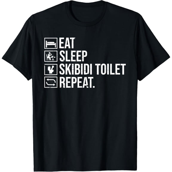 Eat Sleep Skibidi Toilet Repeat Funny Skibidi Toilet Tees T-Shirt