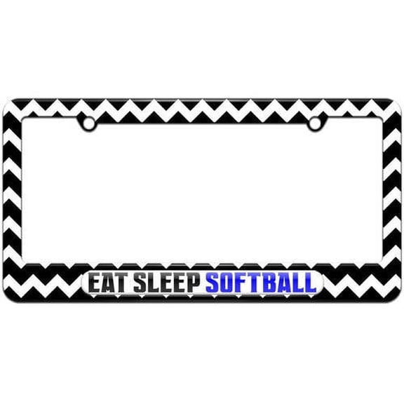 Eat Sleep Softball License Plate Tag Frame, Multiple Colors