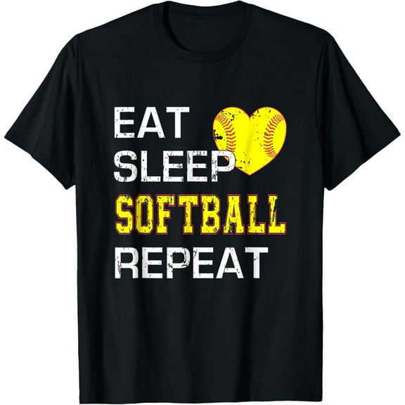 Eat Sleep Softball Repeat Funny Softbal T-Shirt