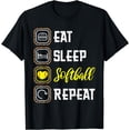 thumbnail image 1 of Eat Sleep Softball Repeat Leopard Print Cute Softball Player T-Shirt, 1 of 4