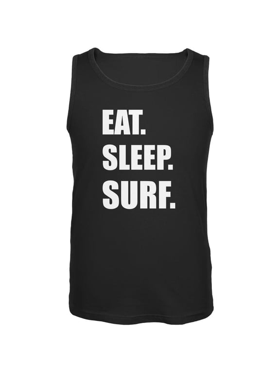 Eat Sleep Surf Black Adult Tank Top - Small