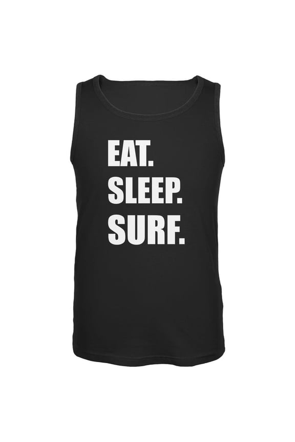 Eat Sleep Surf Black Adult Tank Top - Small